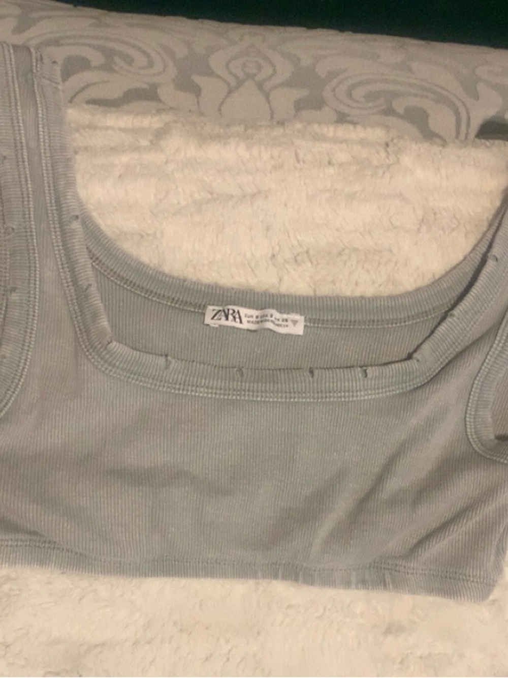 ZARA Light Grey Ribbed Crop Tank Top